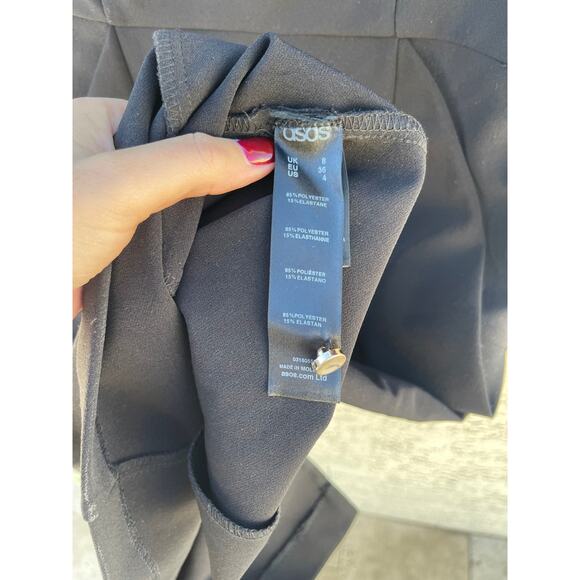 Asos Womens Black Shorts Sleeve Cuffed Dress with Pockets - 4 - Picture 6 of 7